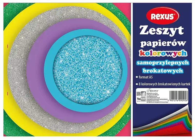 Zeszyt papierów kolorowych brokatowych samoprzylepnych a5 8 kolorów