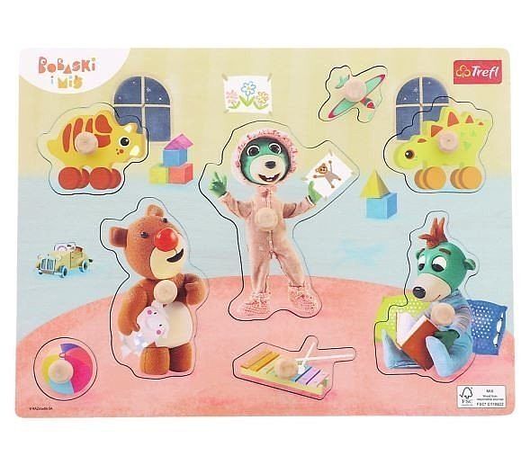 Puzzle drewniane medium bobaski i miś 61629