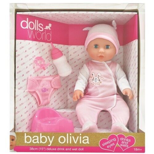 Lalka bobas Baby Olivia pijąca, sikająca 38 cm