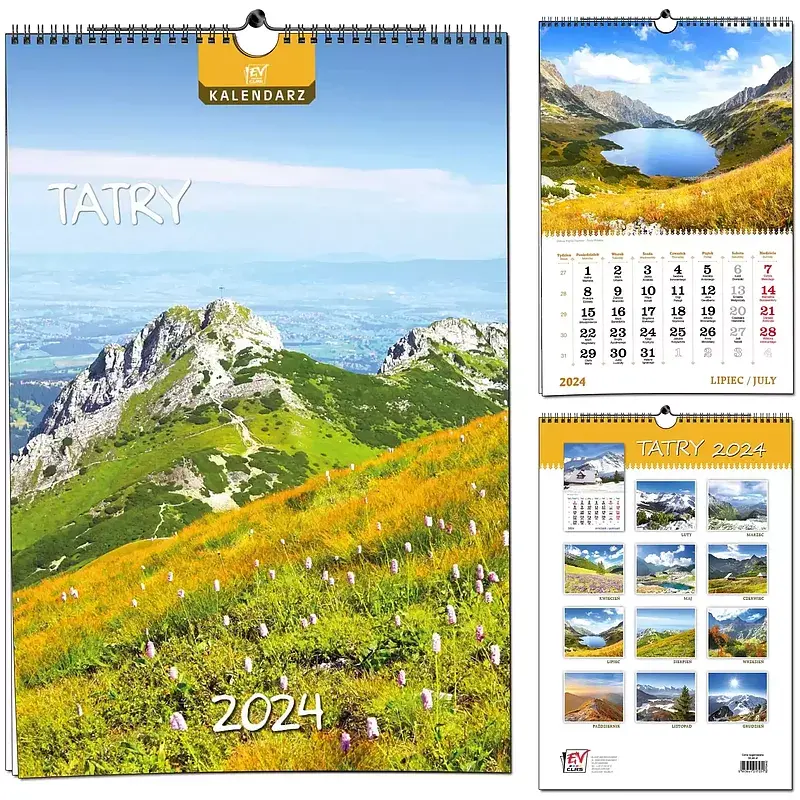 Kalendarz 2024 ścienny b3 7 planszowy tatry