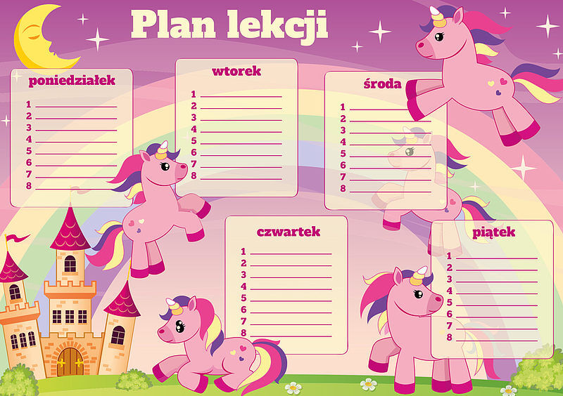 Plan lekcji a5 kucyk
