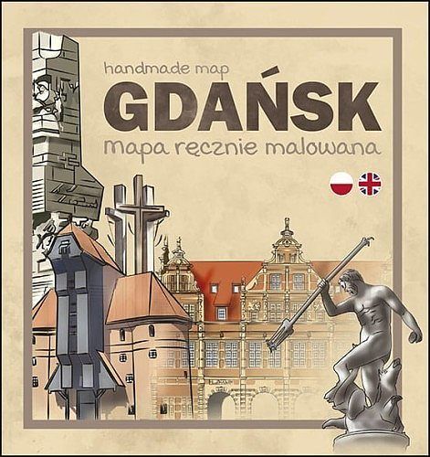 Gdańsk mapa ręcznie malowana