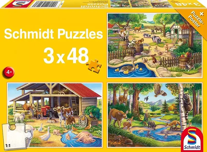 Puzzle 3 x 48 moje ulubione zwierzęta 106597