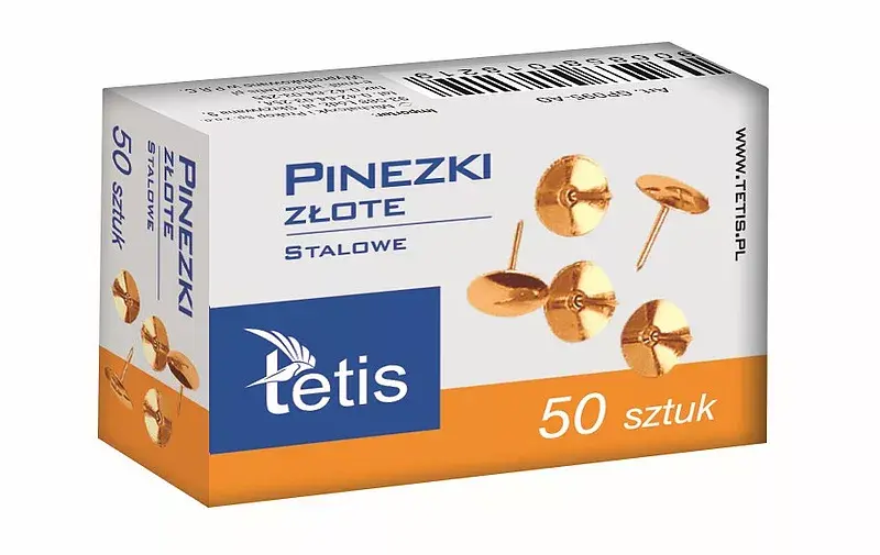 Pinezki złote 50 szt paczka 10 sztuk