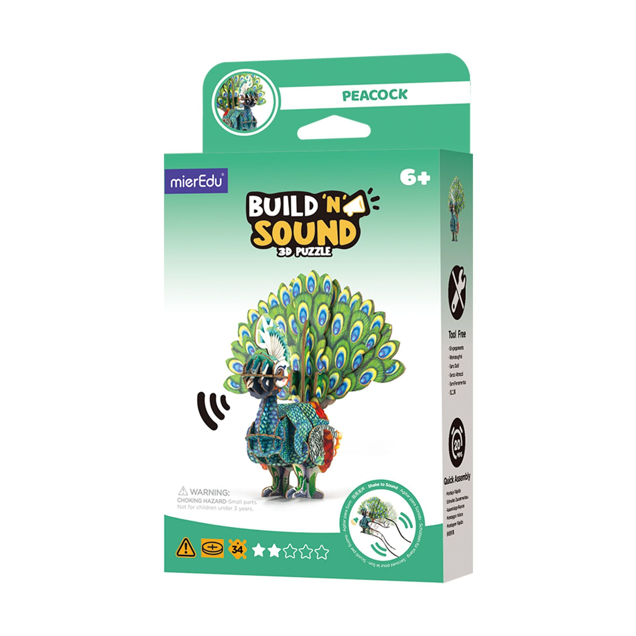 Puzzle 3D Buduj i słuchaj Paw