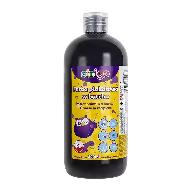 Farba plakatowa strigo butelka 500 ml czarna