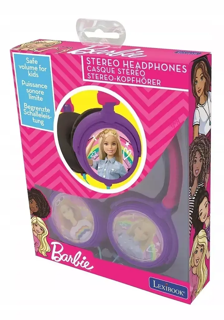 Składane słuchawki przewodowe stereo barbie z głośnością bezpieczną dla dzieci lexibook hp010bb