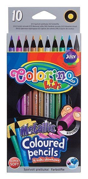 Kredki colorino kids ołówkowe okrągłe metallic 10 kolorów