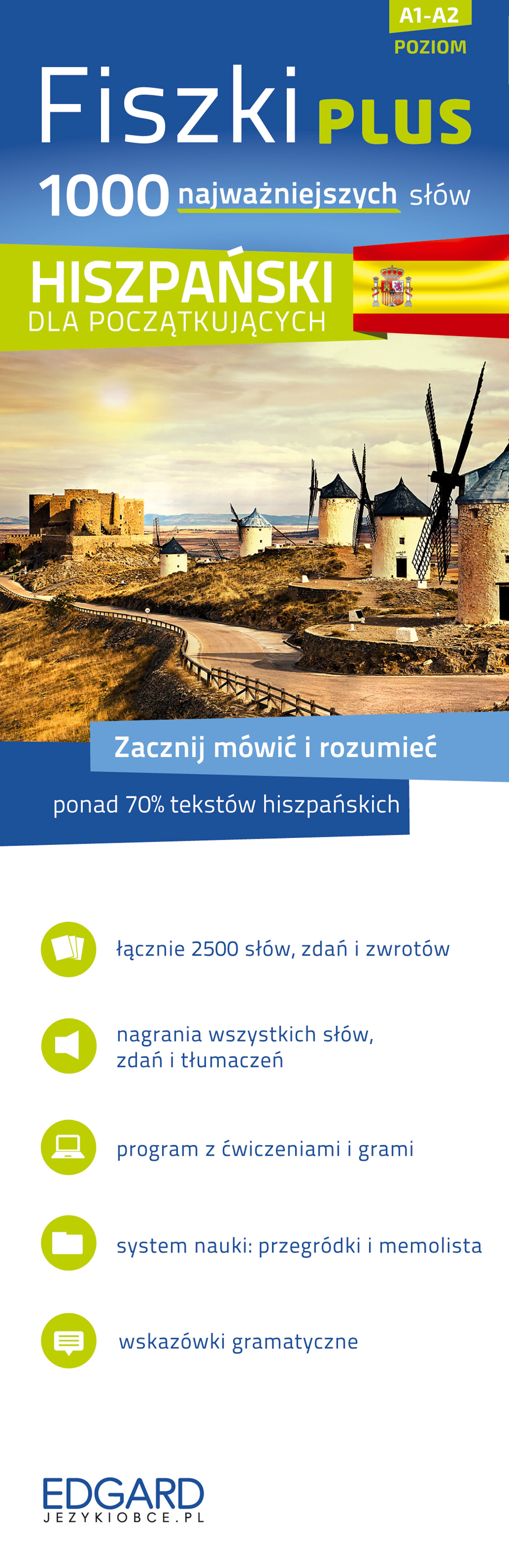 Hiszpański Fiszki PLUS 1000 najważniejszych słów dla początkujących + CD