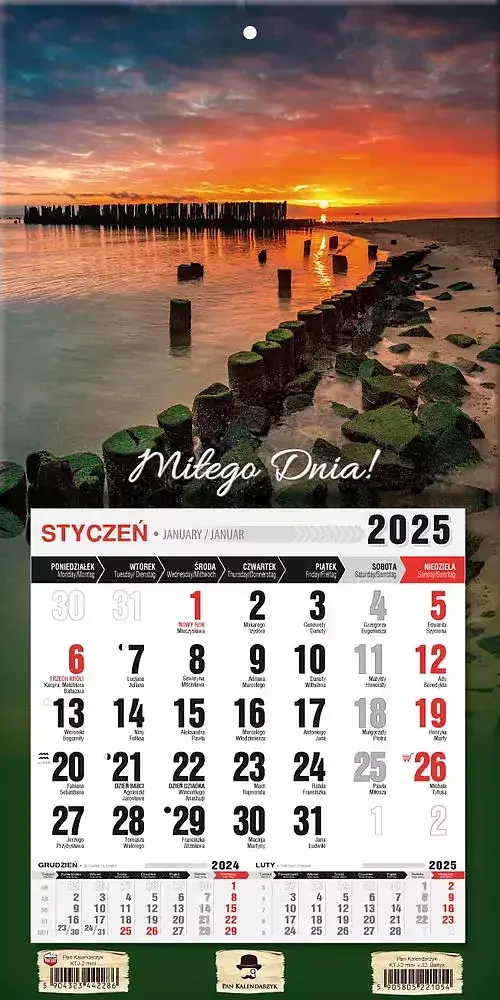 Kalendarz 2025 jednodzielny mini z magnesem bałtyk ktj2m- v. 32