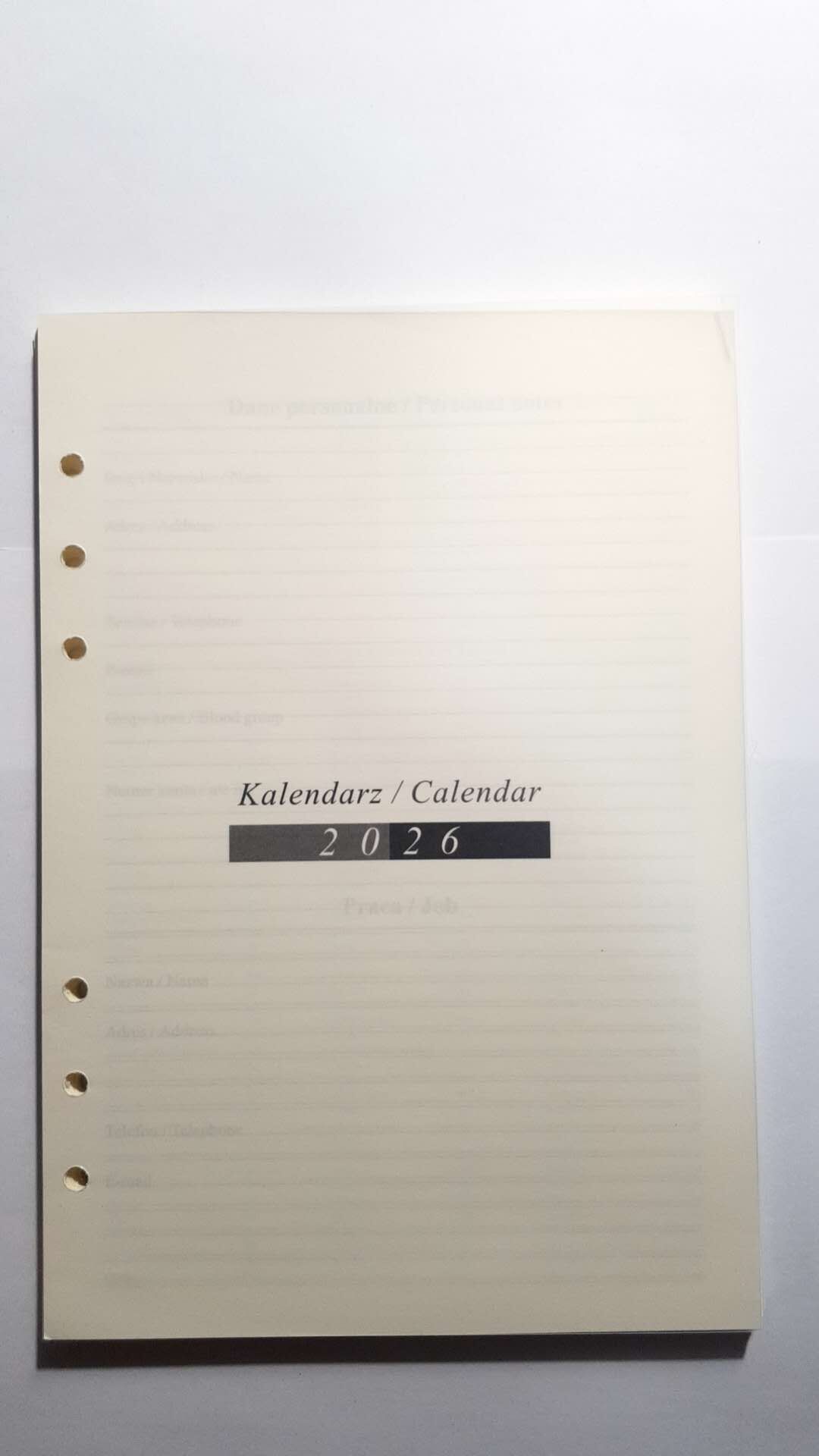 Kalendarz 2026 Wkład do Organizera Terminarz 14,5x21cm WKLORS-08-Weekly