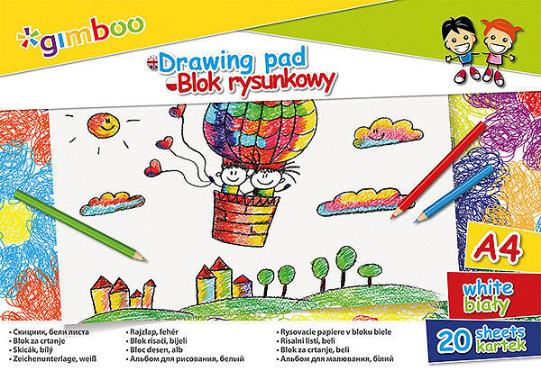 Blok rysunkowy gimboo a4 20 kartek 70gsm biały