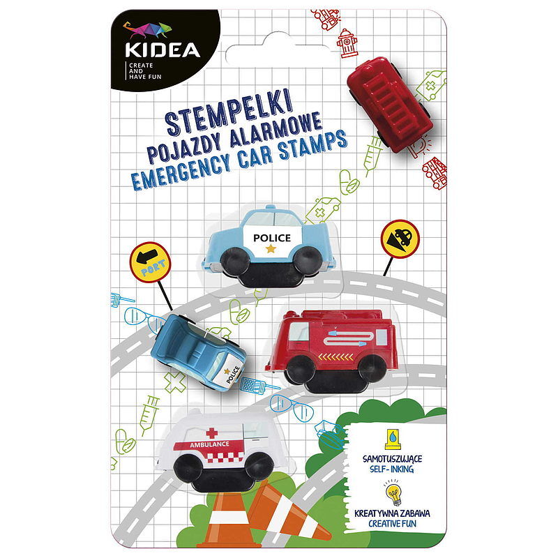 Stempelki pojazdy alarmowe kidea 3 sztuki