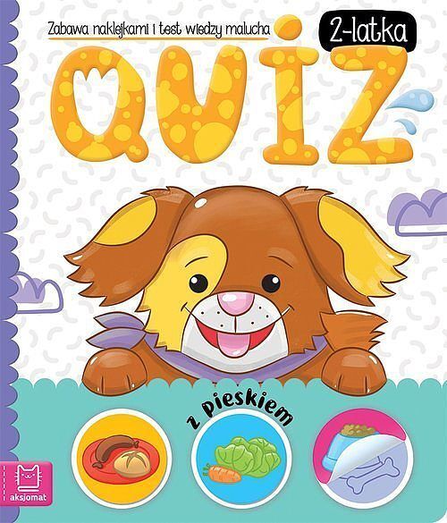 Quiz 2-latka z pieskiem. Zabawa naklejkami i test wiedzy malucha