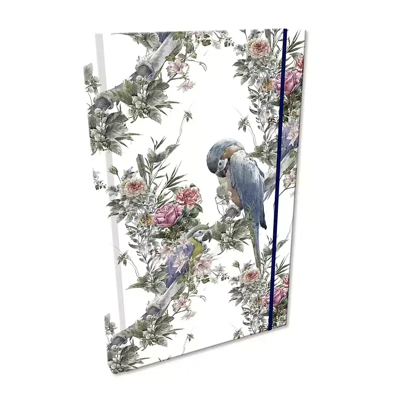 Notes a5 kratka z gumką soft touch boho papugi