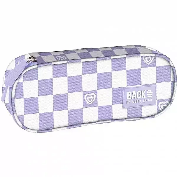 Piórnik owalny backup szachownica fiolet pb6a29