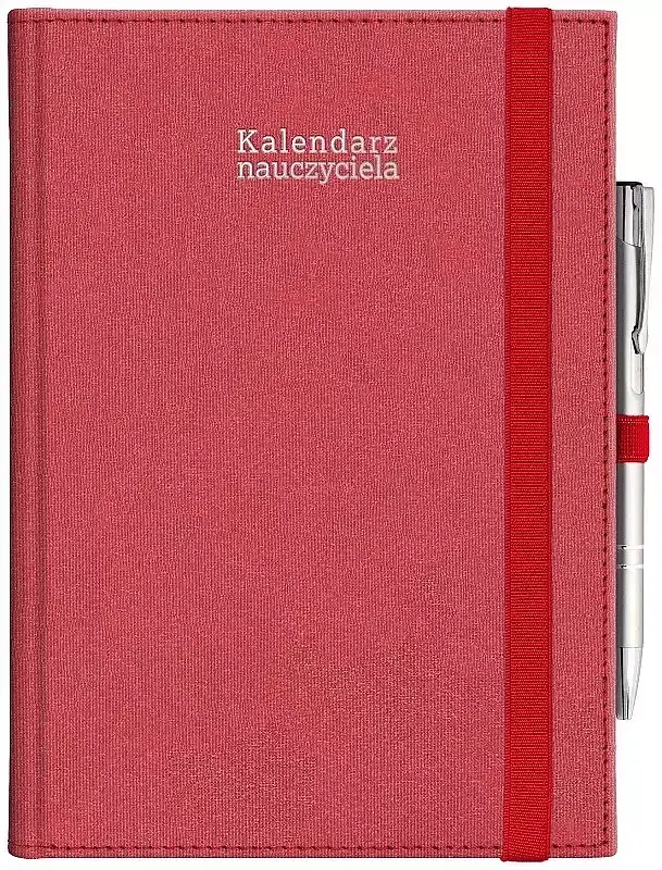 Kalendarz 2024/2025 nauczyciela a5 kraft  z gumką czerwony