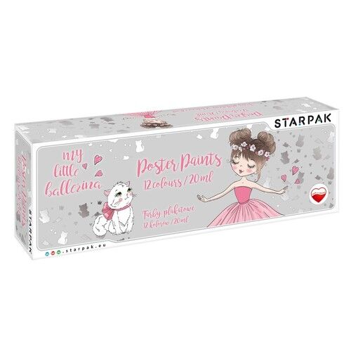 Farby plakatowe 12 kolorów 20ml Balerina