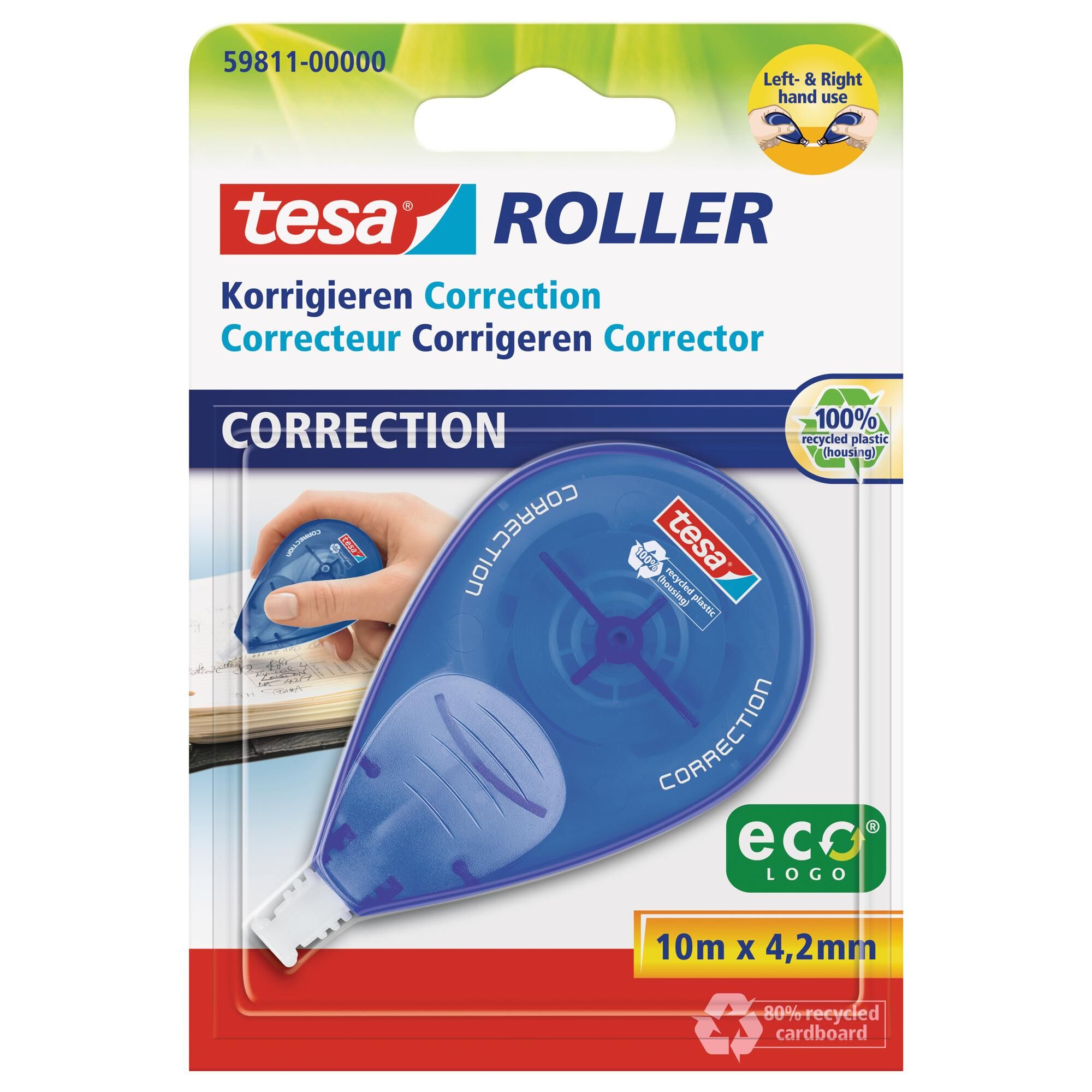 Korektor w taśmie Tesa Ecologo blister 10mx4,2mm