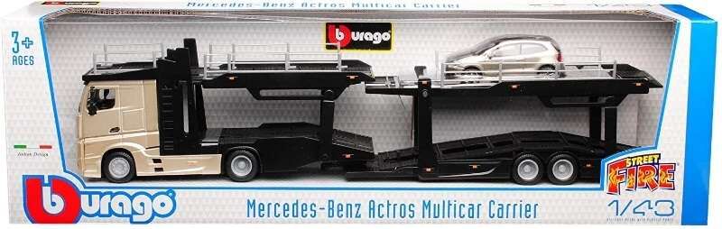 BBURAGO MODEL MERCEDES-BENZ ACTROS LAWETA I VW POLO AUTO METAL  1:43