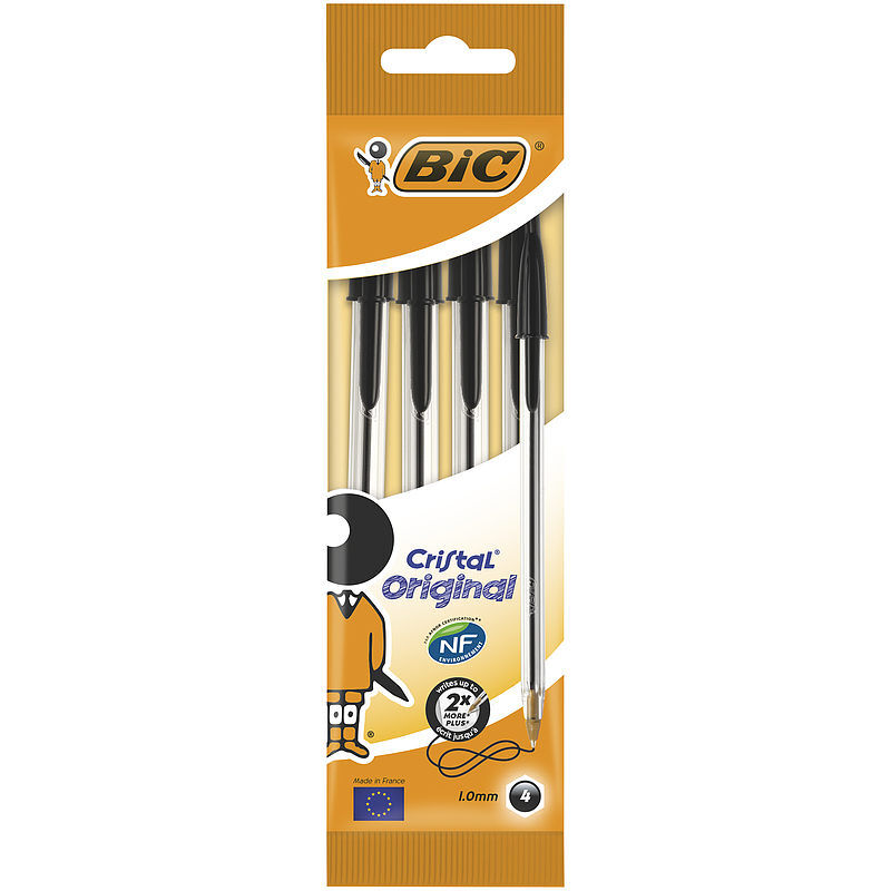 Długopis bic cristal original czarny pouch 4szt