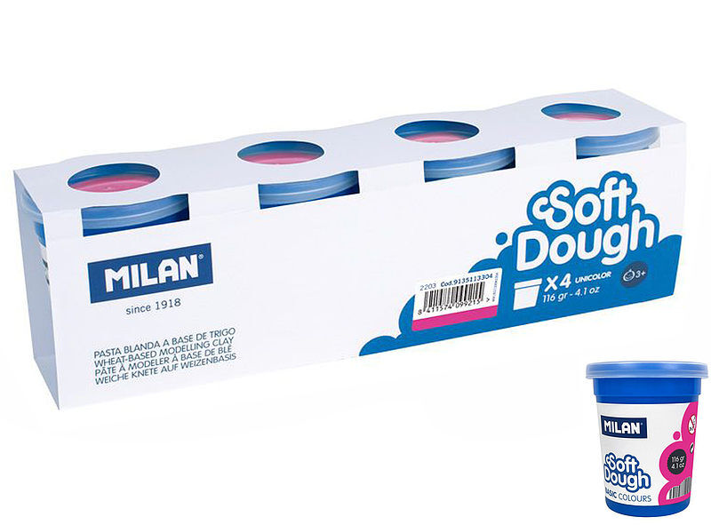 Ciastolina milan basic 4 słoiczki x 116 g różowa