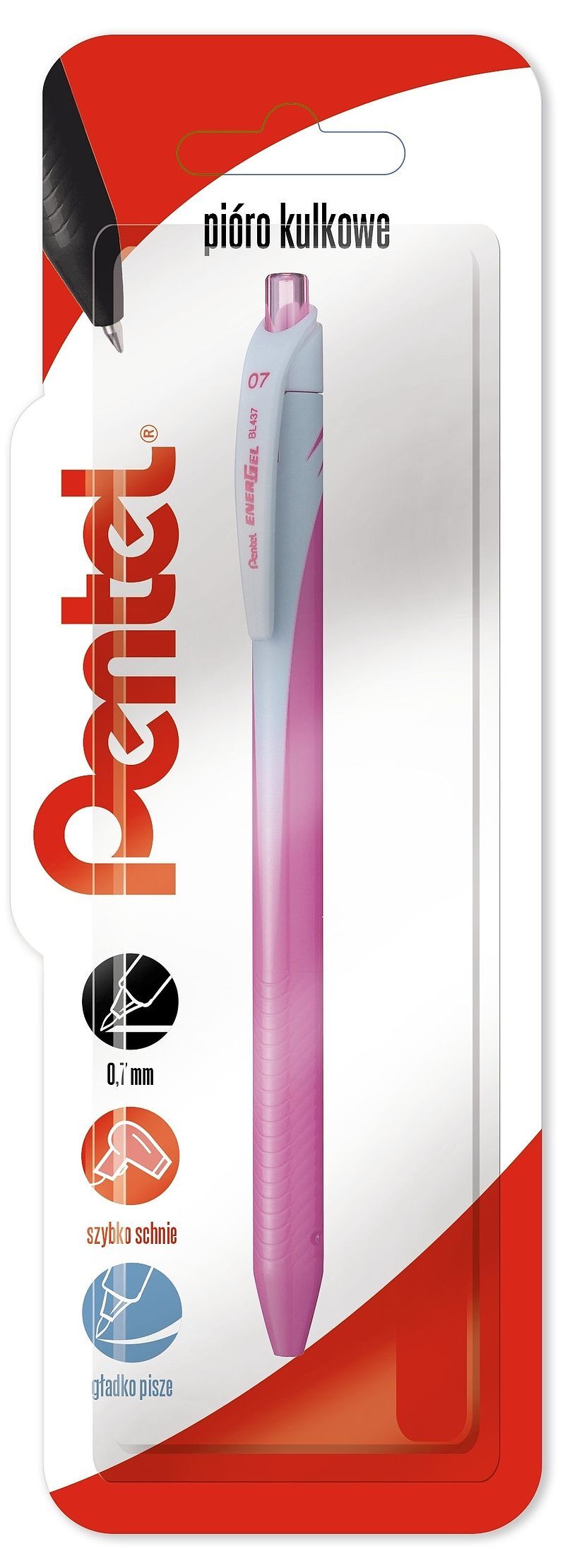 Pióro kulkowe 0,7 mm energel bl437 różowy 1 szt