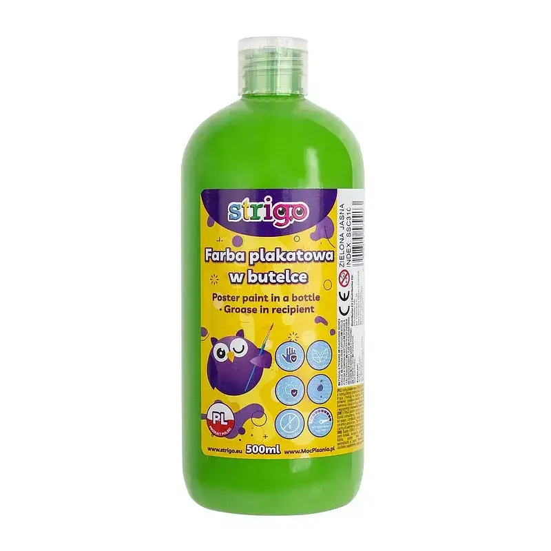 Farba plakatowa strigo butelka 500 ml jasnozielona