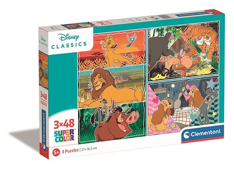 Puzzle 3 x 48 super kolor disney animals 25285