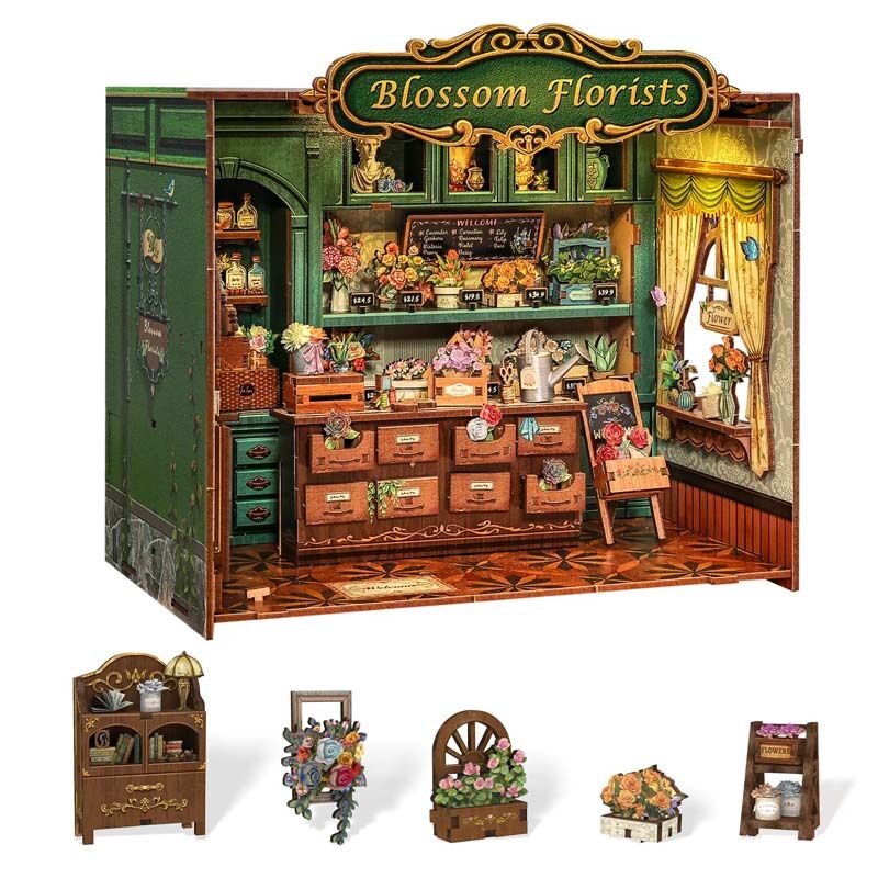 Miniaturowy domek Book Nook Kwiaciarnia marzeń