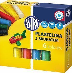 Plastelina z brokatem 6 kolorów