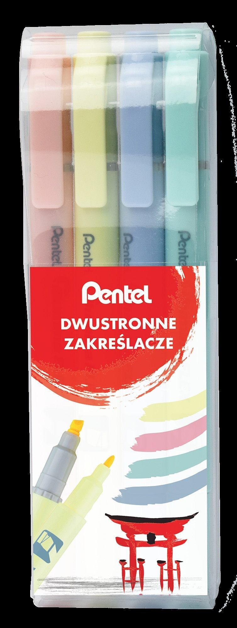 Zakreślacz dwustronny pastelowy 4 kolory