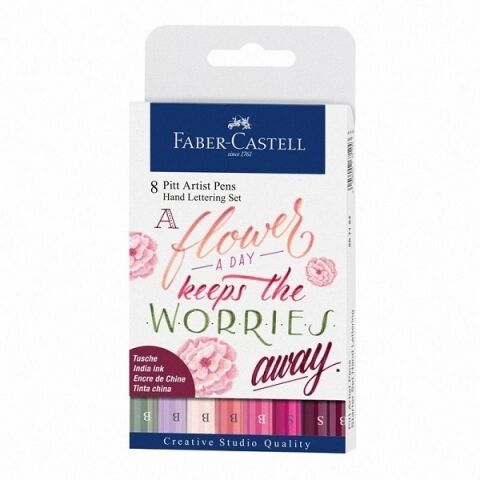 Zestaw Faber-Castell Pitt Artist Pens Hand lettering, 8 szt. - tonacja różowa (267124)