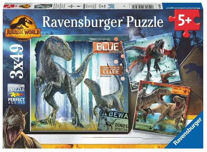 Ravensburger, Puzzle 3x49: Jurassic World Dominacja (05656)
