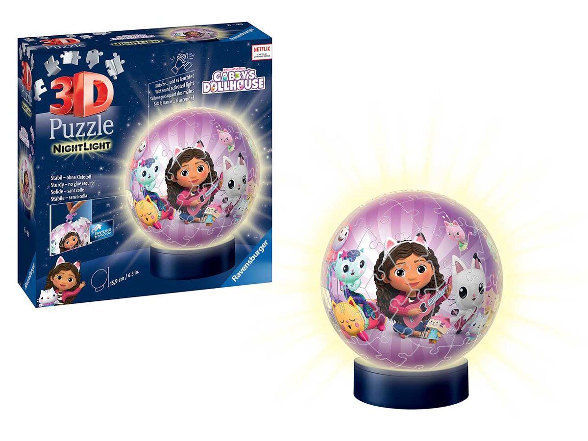 Puzzle 3D 72 Świecąca Kula: Koci Domek Gabi