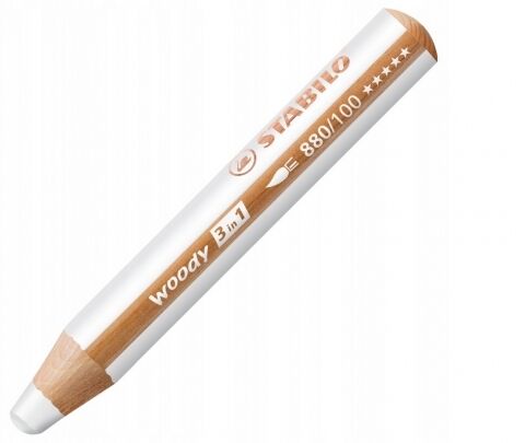 Kredka drewniana XXL - Woody 3w1 - Biała (880/100)