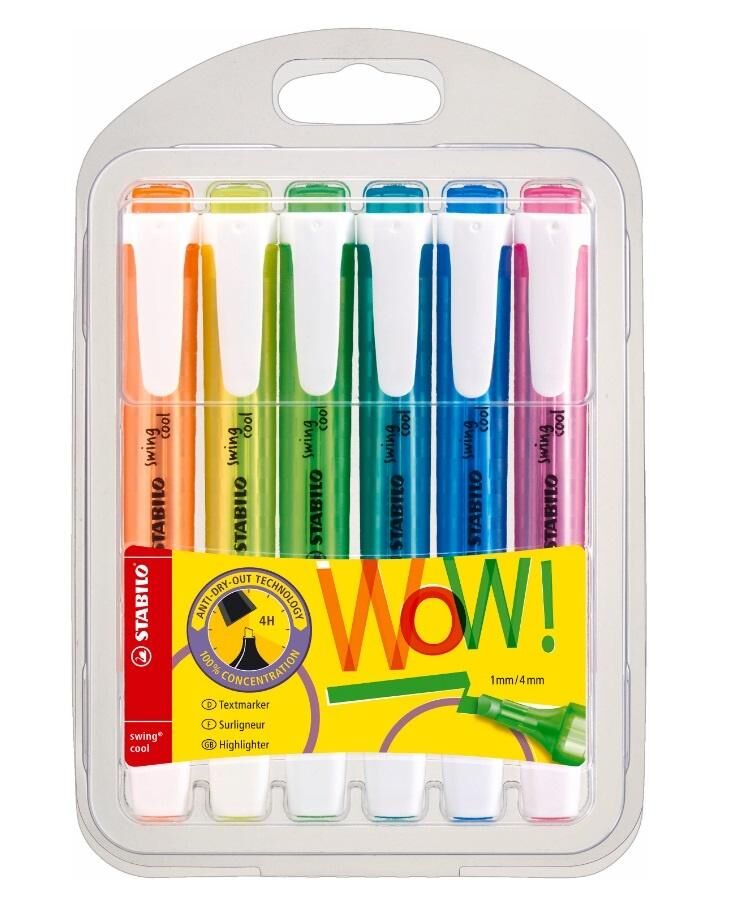 Zakreślacze Stabilo Swing Cool, etui 6 kolorów