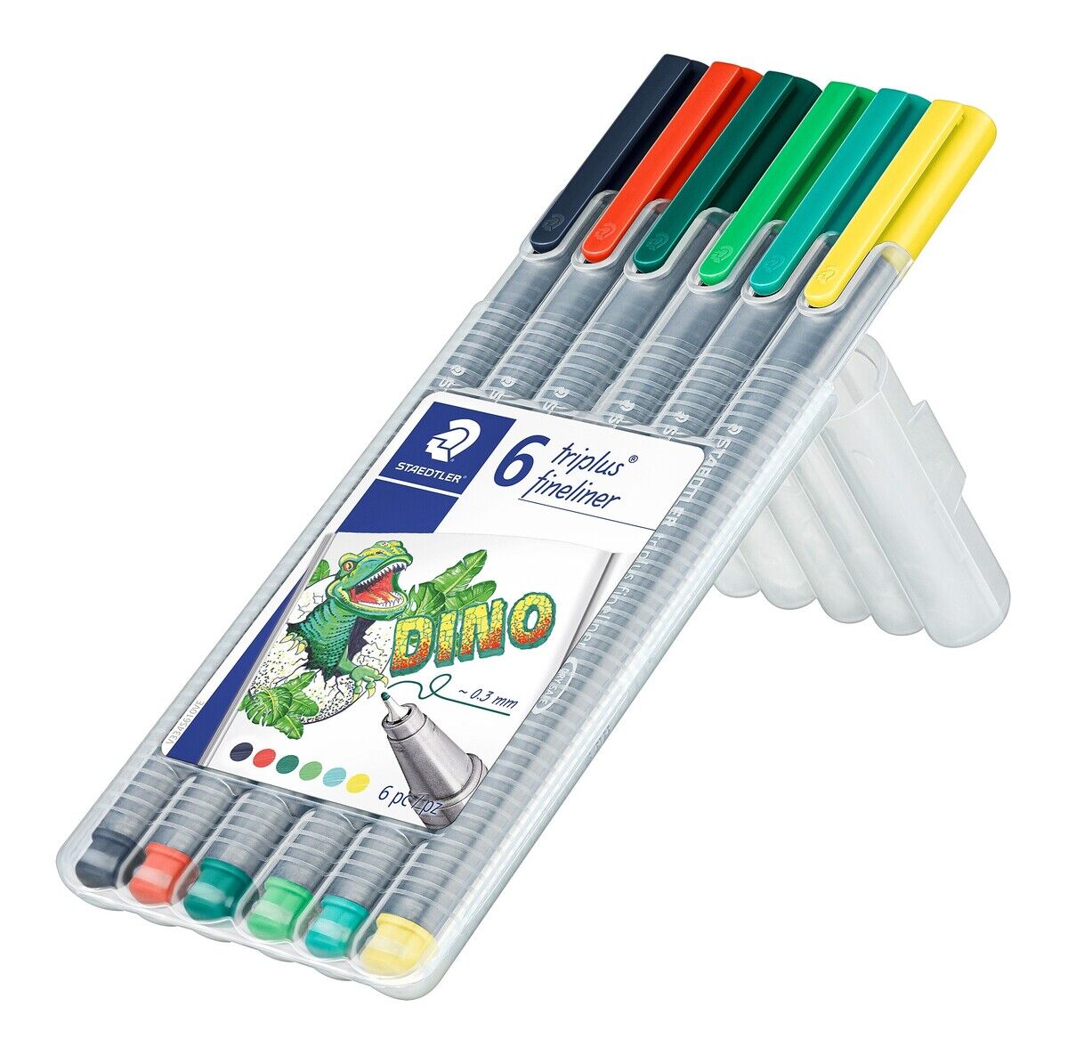 Cienkopisy Triplus Fineliner 0,3 mm, 6 kolorów - Dino (334-SB6CS10)