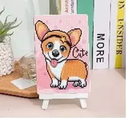 Diamentowa mozaika piesek cute w opasce +sztaluga no-1007266