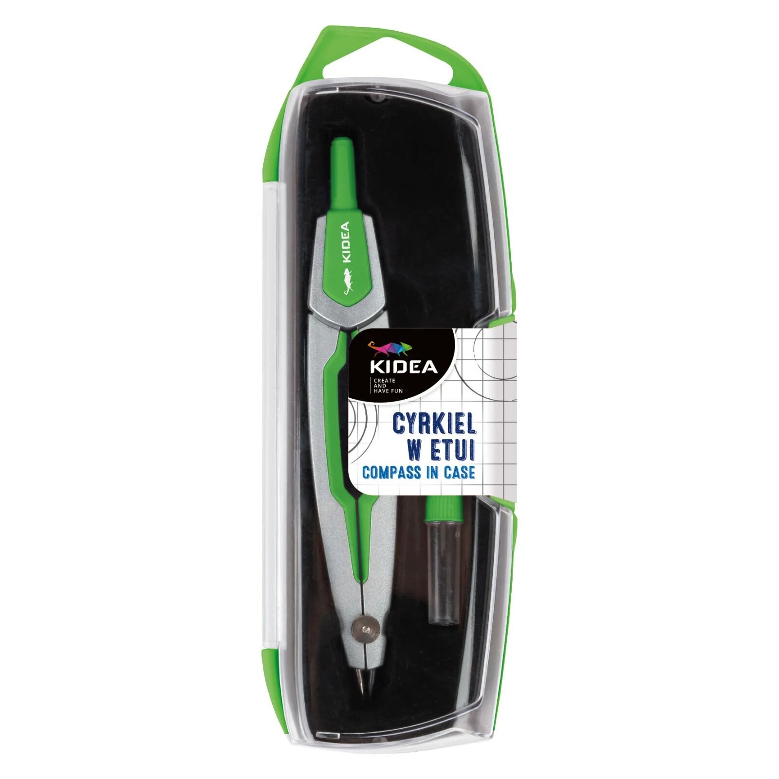 Cyrkiel w etui Kidea zielony