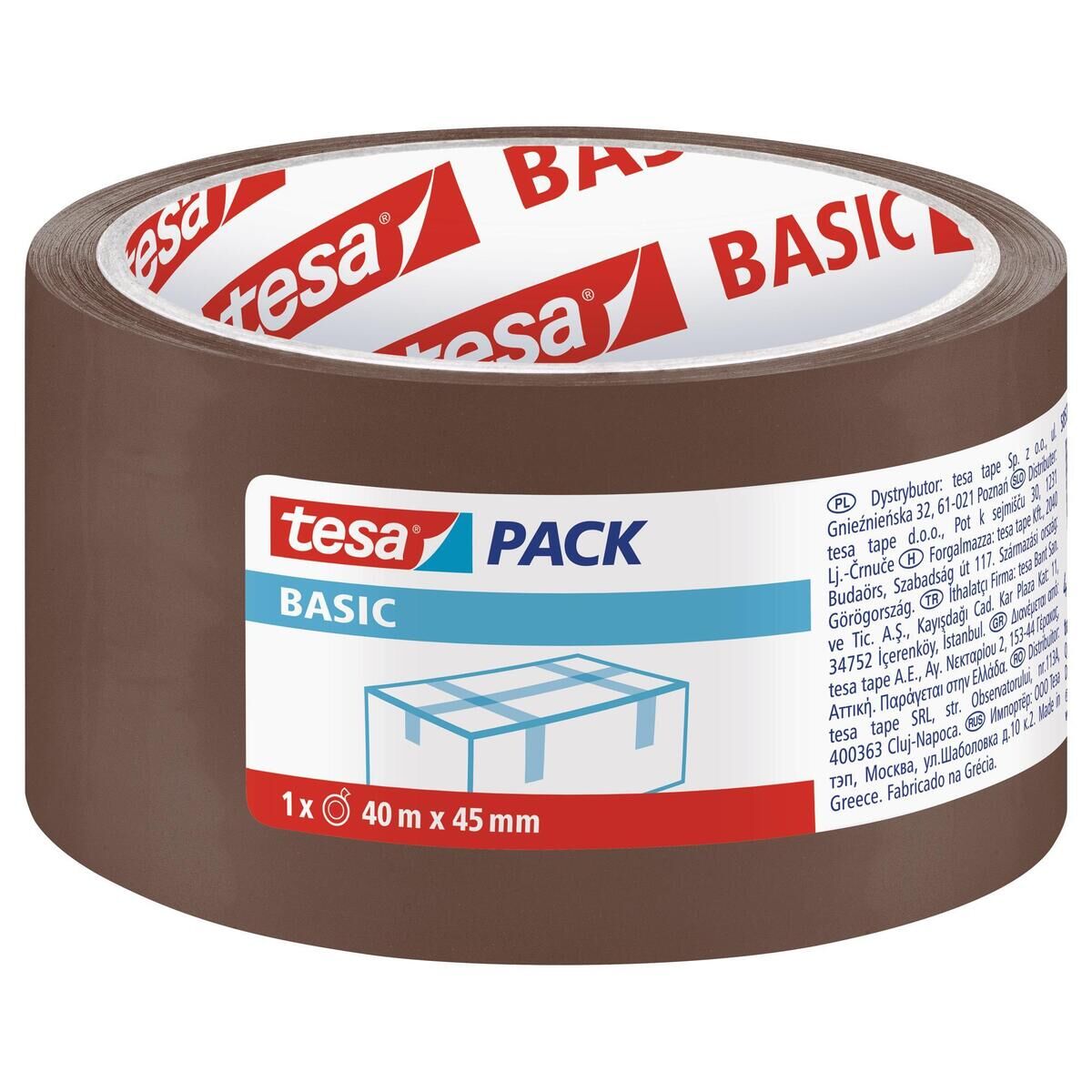 Taśma pakowa Tesa Basic brązowa 40mx45mm