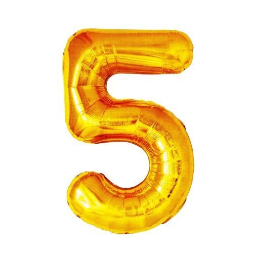 Balon foliowy złota cyfra "5"