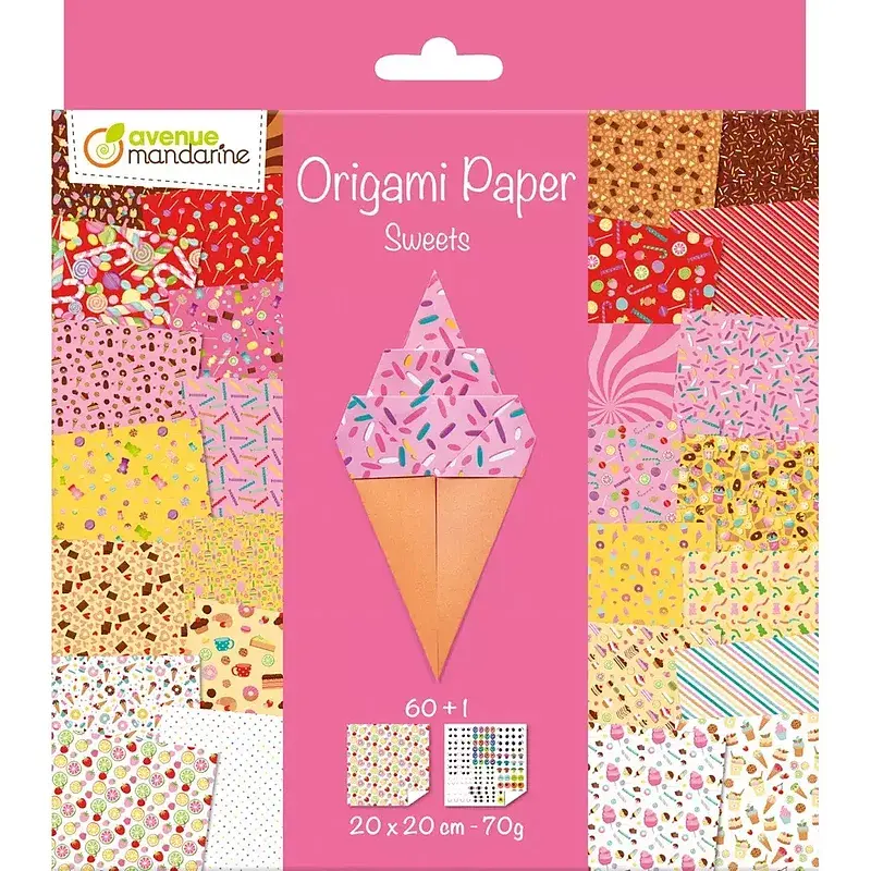 Papier origami 20x20cm słodycze 60 arkuszy