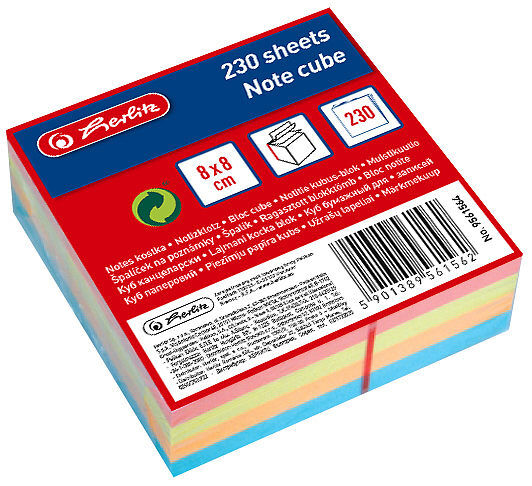 Notes kostka 4 kolory 8x 8x8 cm 230 kartek