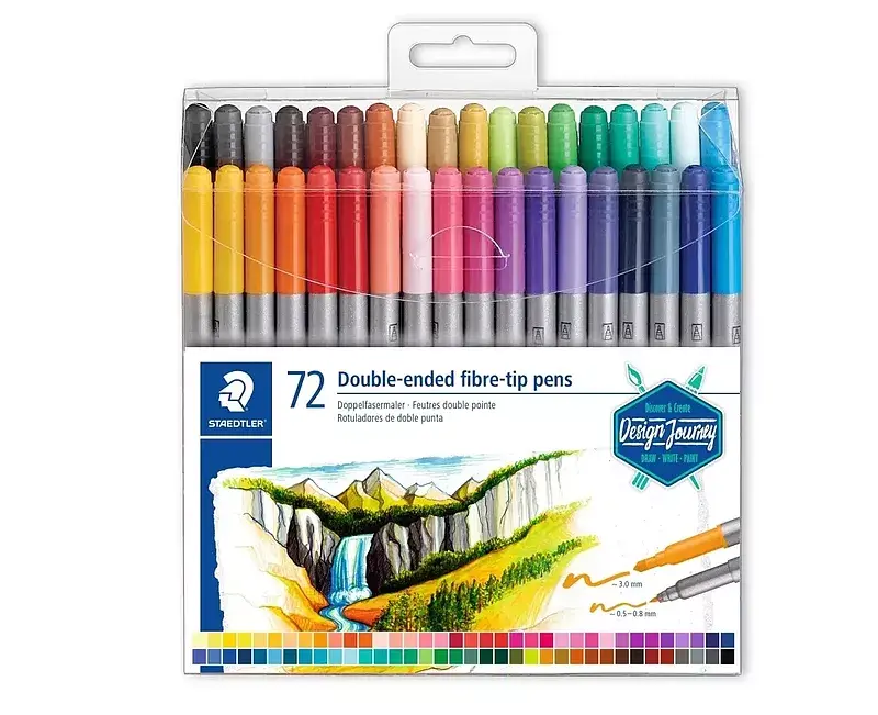 Flamastry dwustronne design journey 72 kolory staedtler