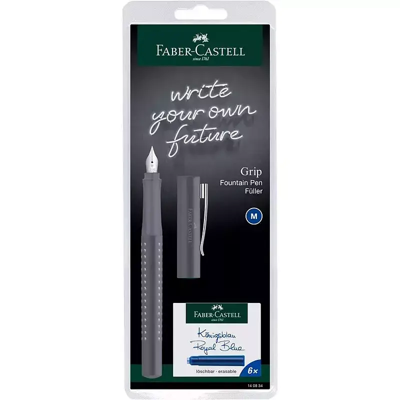 Pióro wieczne grip 2010 dapple gray m + naboje blister faber-castell