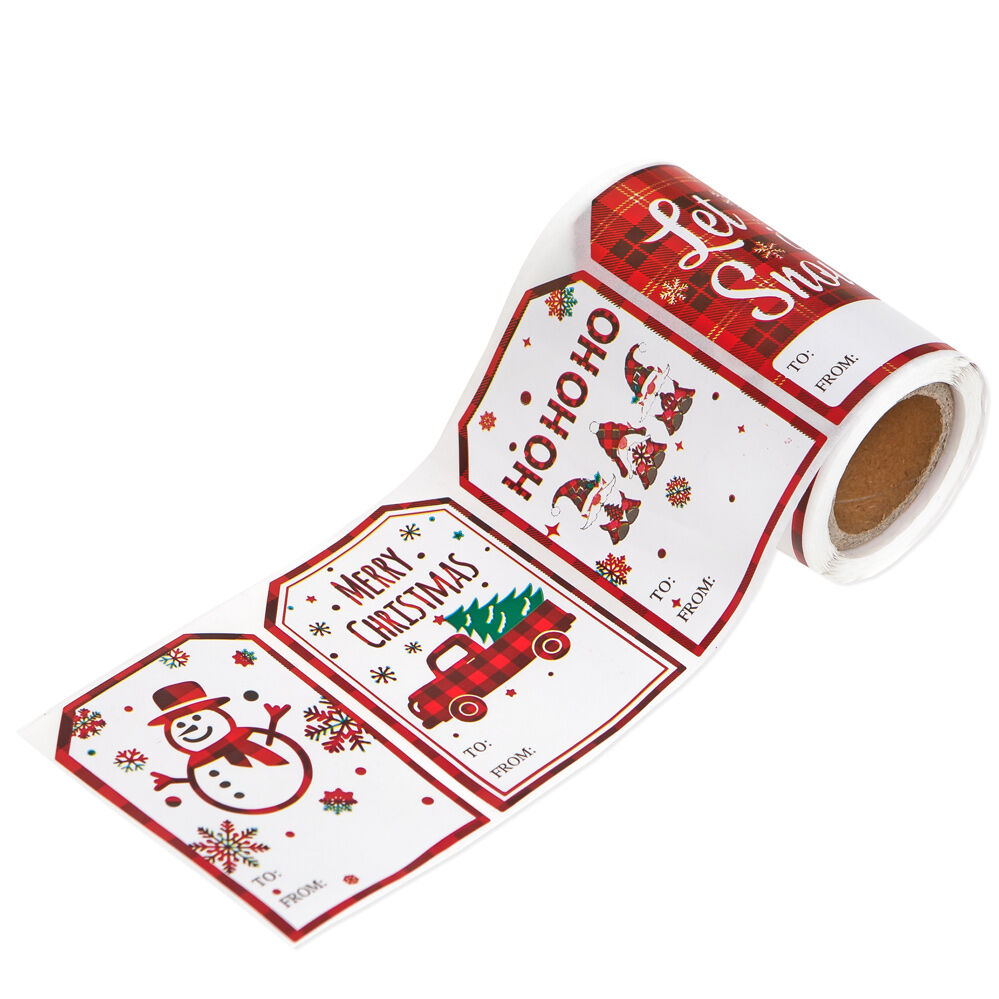 Naklejki na rolce etykiety do prezentów Christmas Joy 4x6 cm 100 szt.