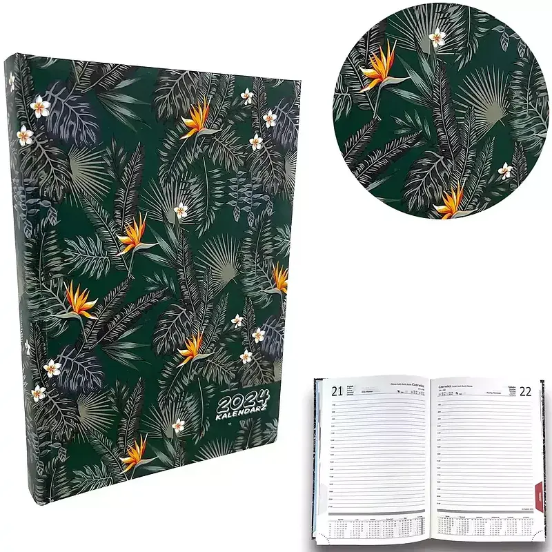 Kalendarz 2024 tygodniowy a5 dzienny soft touch nocne tropiki ev230014