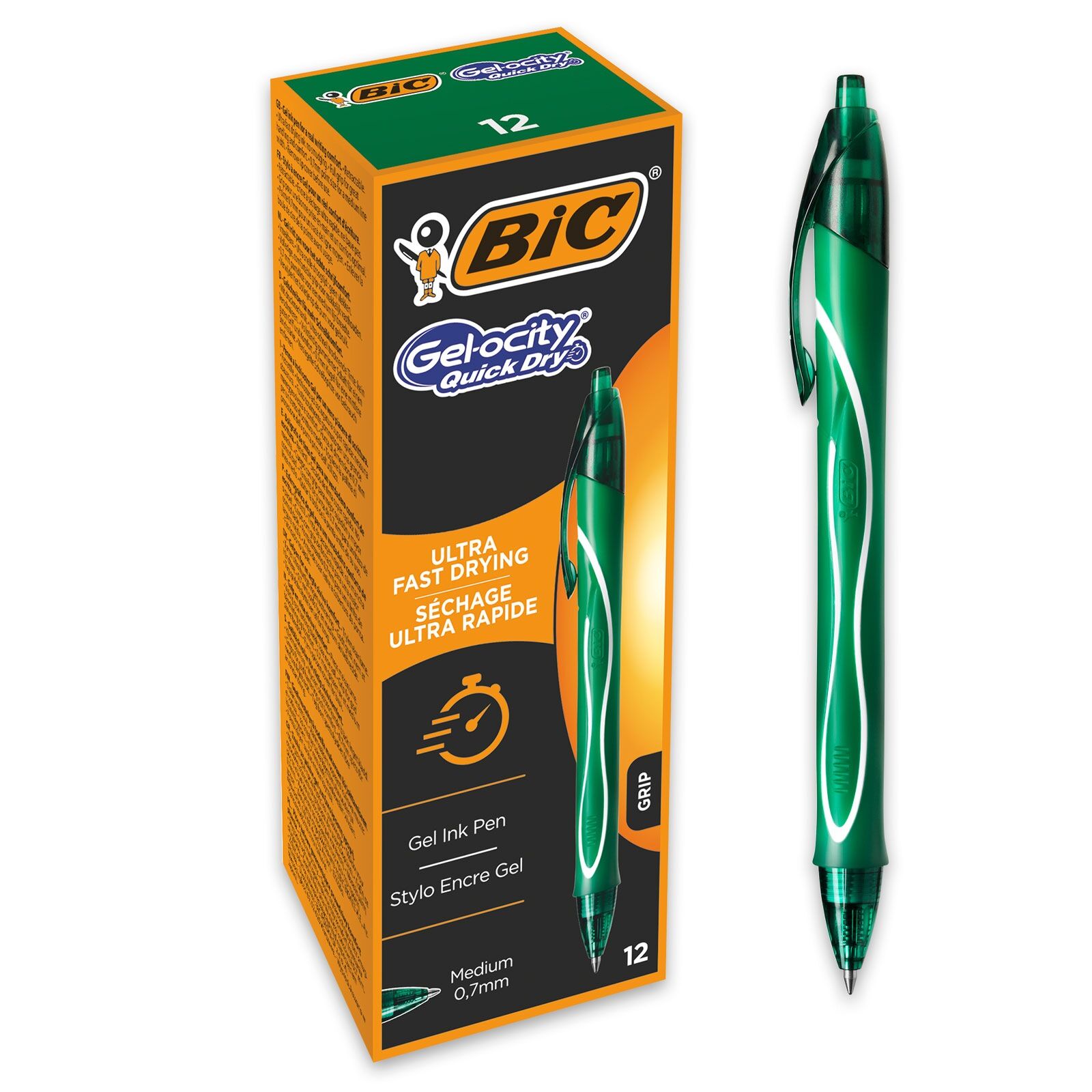 Paczka Długopis żelowy zielony BIC Intensity Quick Dry 12szt.