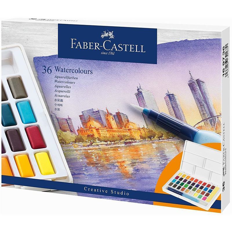 Farby akwarelowe w kostkach faber-castell 36 kolorów